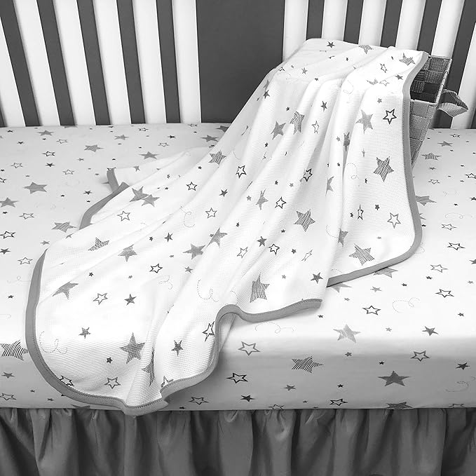 American Baby Company 100% Cotton Thermal Waffle Swaddle Blanket (30" x 40"), Soft, Breathable & Stretchy, Super Stars, for Boys and Girls, Perfect for Swaddling, Travel and Gifting