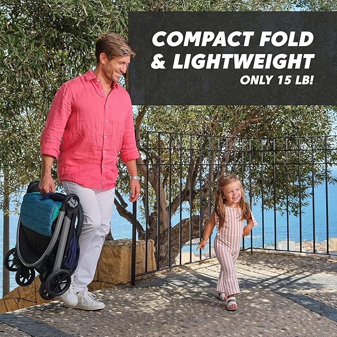 Baby Jogger City Tour 2 Ultra-Compact Carry-On Approved Travel Stroller in Coastal with Belly-Bar Lightweight Easy Fold Ideal for Traveling and Everyday Adventures