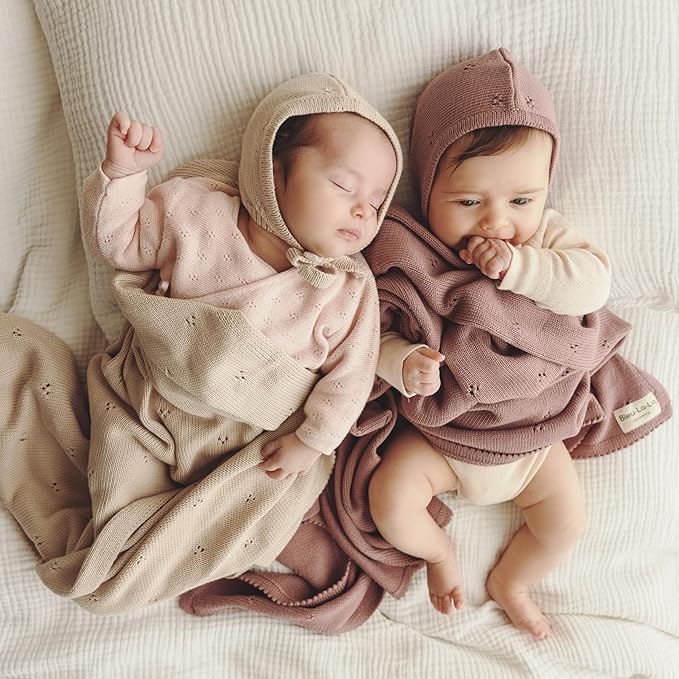 Baby Gift Set - Organic Cotton Newborn Blanket Essentials, Thoughtful Baby Shower & New Baby Gift for Boys & Girls (Pointelle - Oatmeal)
