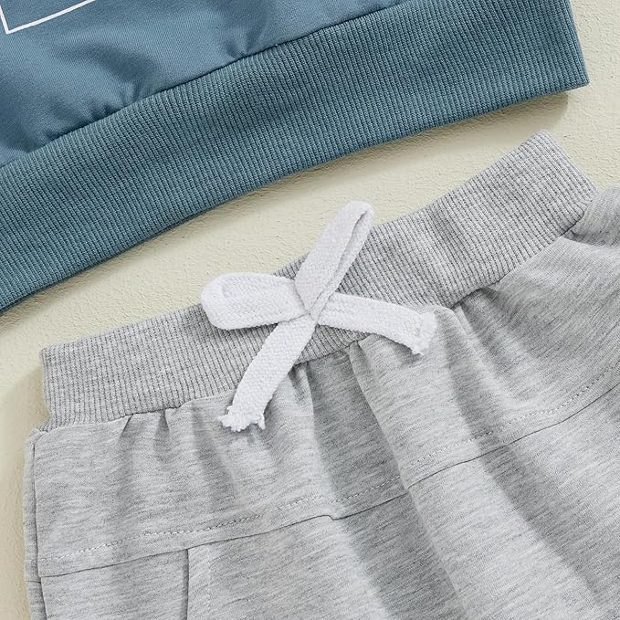 Baby Boy Fall Clothes Set Long Sleeve Letter Print Sweatshirt Pants Toddler Infant Outfits 6 12 18 24 Months 2T