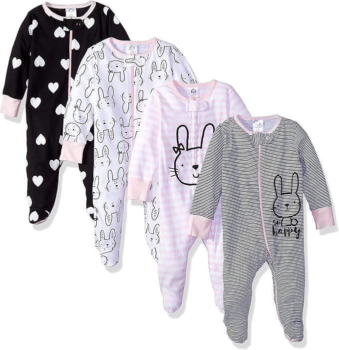 Gerber baby-girls 4 Pack Sleep 'N Play Footie