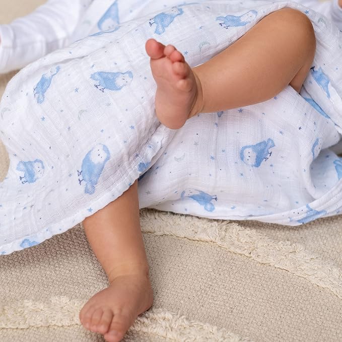 aden + anais Essentials Swaddle Blanket, Boutique Muslin Blankets for Girls & Boys, Baby Receiving Swaddles, Ideal Newborn & Infant Swaddling Set, Perfect Shower Gifts, 4 Pack, Time to Dream