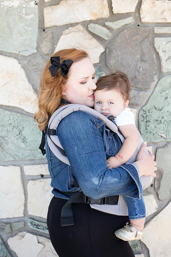 Baby Tula Breathable Mesh Panel Free-to-Grow Baby Carrier - Adjustable, Comfortable, Newborn to Toddler Carrier - Ergonomic Fit for 7lbs to 45lbs - Back & Front Carry Options - Overcast (Gray)