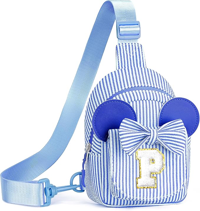 Small Sling Bag, Initial Sling Bags for Girls Kids, Personalized Gifts for Girls Kid, Girl Birthday Gift for Kids Daughter Sister Girl Gifts Trendy Stuff (Blue P)
