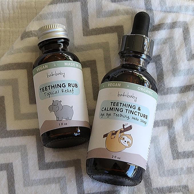Balm Baby Natural & Organic Baby Teething & Calming Tincture - Calms, Soothes Gums and Discomfort – Vegan - Glass Bottle with Glass Dropper (2-PK)