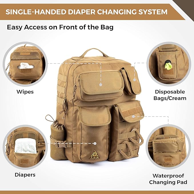 Sling Diaper Bag for Dad; Single-handed Diaper Changing System. Changing Pad and much more included