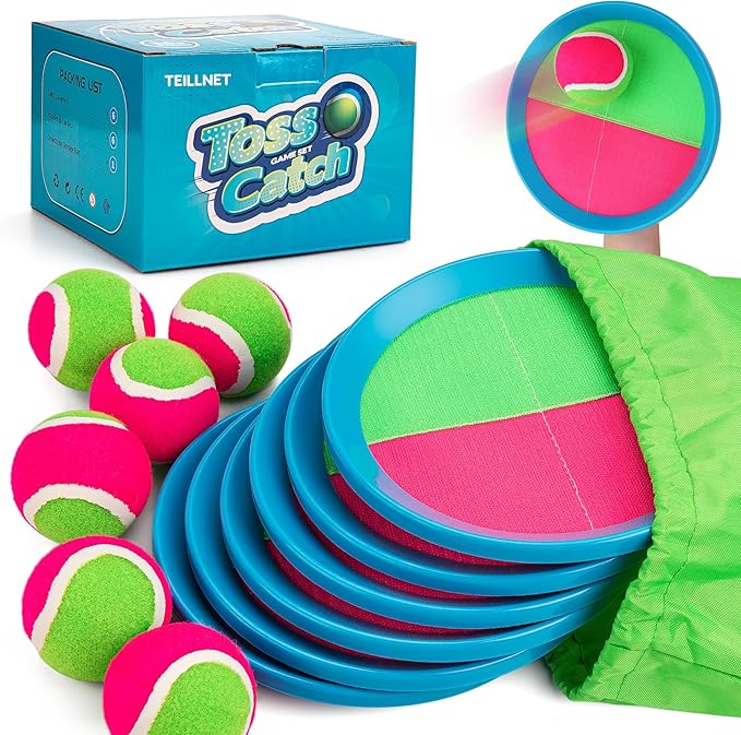 Toss and Catch Ball Set Upgraded - Family Games Pool Toys Beach Toys - Sturdy & Water-Resistant Great for Outdoor Games - Classic Gift for Kids Boys Girls Teens 3 4 5 6 7 8 9 10 11 12 13+ Years Old