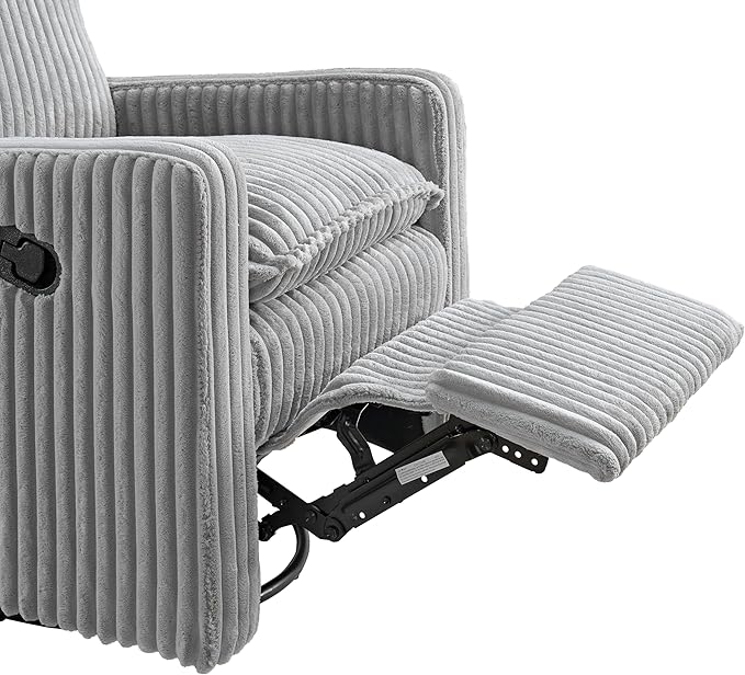 Oxford Baby Uptown Upholstered Swivel Glider and Recliner Nursery Chair - Corduroy, Ash Gray