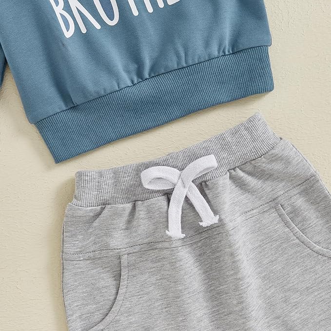 Baby Boy Fall Clothes Set Long Sleeve Letter Print Sweatshirt Pants Toddler Infant Outfits 6 12 18 24 Months 2T