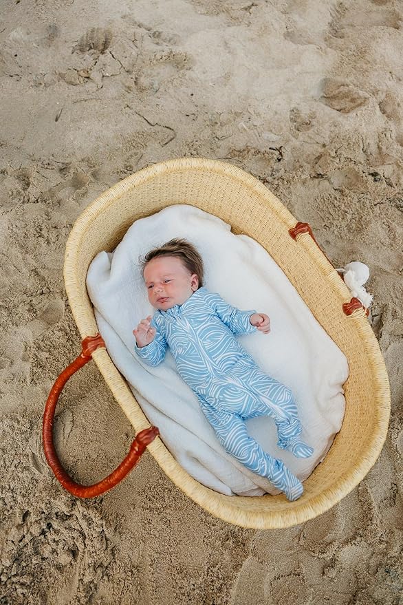 Copper Pearl Zip-Up Footie Baby Pajamas: Ultra-Soft Boys & Girls Pajamas, Premium Knit Fabric in Stylish Prints, Tag-Free with Two-Way Zipper, Sized Newborn to 24 Months, Surf