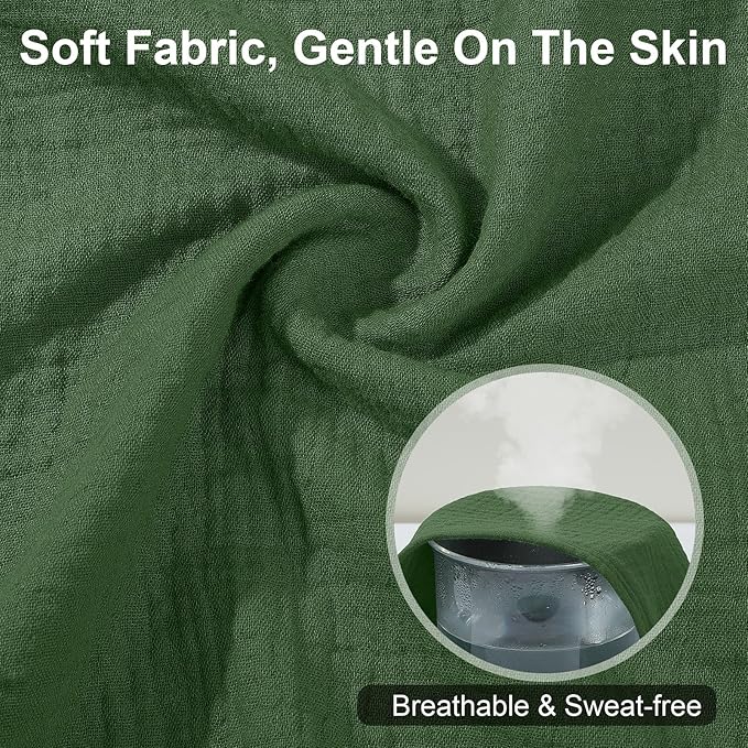 FIOBEE Hooded Baby Towels 100% Muslin Baby Bath Towels for Newborn with Animal Design Ultra-Soft and Absorbent Bath Essentials for Toddler, Unisex Girls Boys 30 x 30 inch, Green Bear