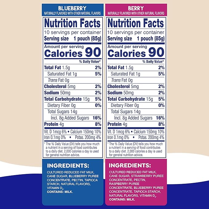 GoGo squeeZ yogurtZ Variety Pack, Blueberry & Berry, 3 oz, Kids Snacks Made from Real Yogurt and Fruit, No Fridge Needed, Gluten-Free, Nut Free, Recloseable Cap, BPA Free Pouches, (Pack of 40)