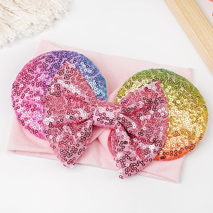 1PC Mouse Ears Headband/Headwrap - Toddler, Baby, Kids - Party supplies - Pink Sequin