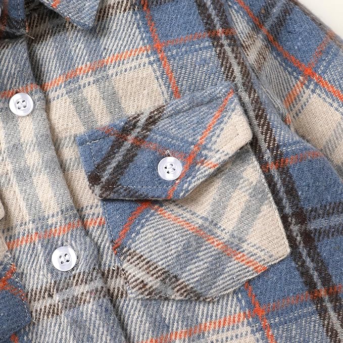 YOUNGER STAR Toddler Kids Boys Girls Flannel Hooded Plaid Shirt Button Baby Red Clothes
