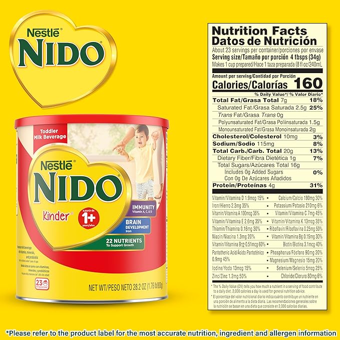 Nido NESTLE Kinder 1+ Powdered Milk Beverage 1.76 lb. Canister
