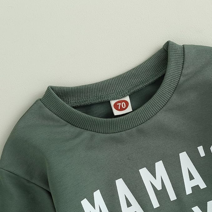 ZAXARRA Toddler Newborn baby boys Fall Outfits Long Sleeve Letter Print Sweatshirt Tops Pocket Pants Casual Clothing Sets