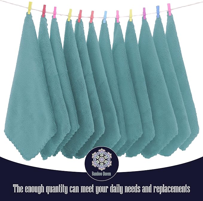 16 Pack Baby Washcloths - Luxury Coral Fleece - Extra Absorbent and Soft Wash Clothes for Newborns, Infants and Toddlers - Suitable for Sensitive Skin and New Born - Baby Shower - Teal, 10x10 Inch