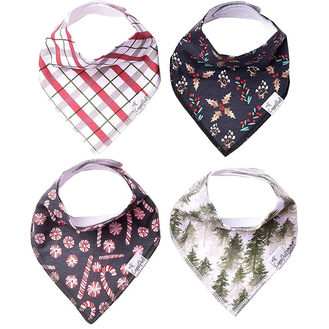 Copper Pearl Baby Bandana Drool Bibs for Drooling and Teething 4 Pack Gift Set Jolly, Soft Set of Cloth Bandana Bibs for Any Baby Girl or Boy, Cute Registry Ideas for Baby Shower Gifts