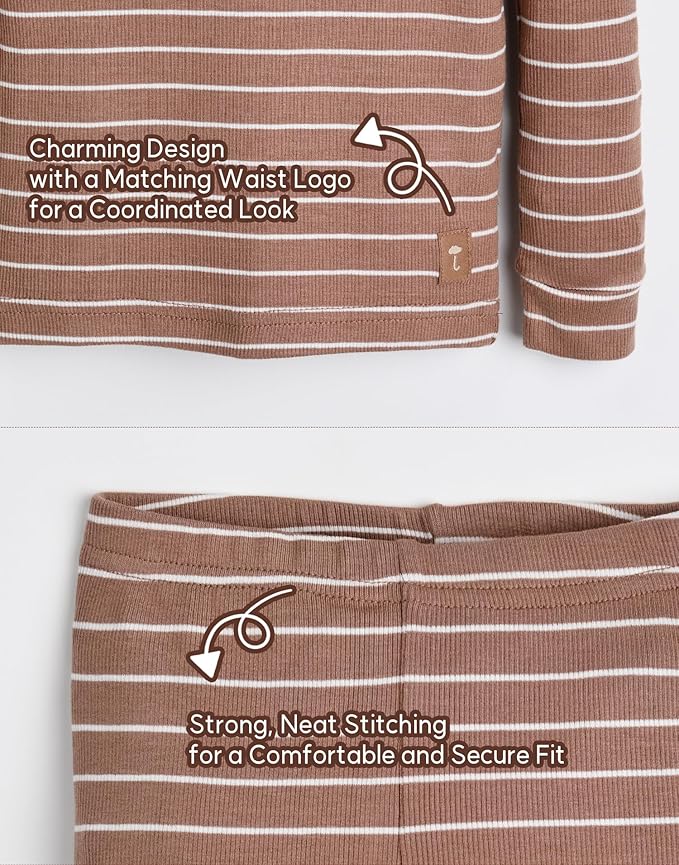 moimoln Stripe Pajamas Set 12M-8Y Ribbed Unisex Baby & Toddler, Soft Viscose, Snug-Fit, Everyday Sleepwear