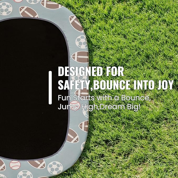 LAMERGE 55" 7-in-1 Round Trampoline for Kids Boys & Girls Ages 1-8, Indoor & Outdoor Trampoline for Fun, Adjustable Height Handrail ＆ Enclosed Safety Net ＆ Durable Designs for Toddlers Children