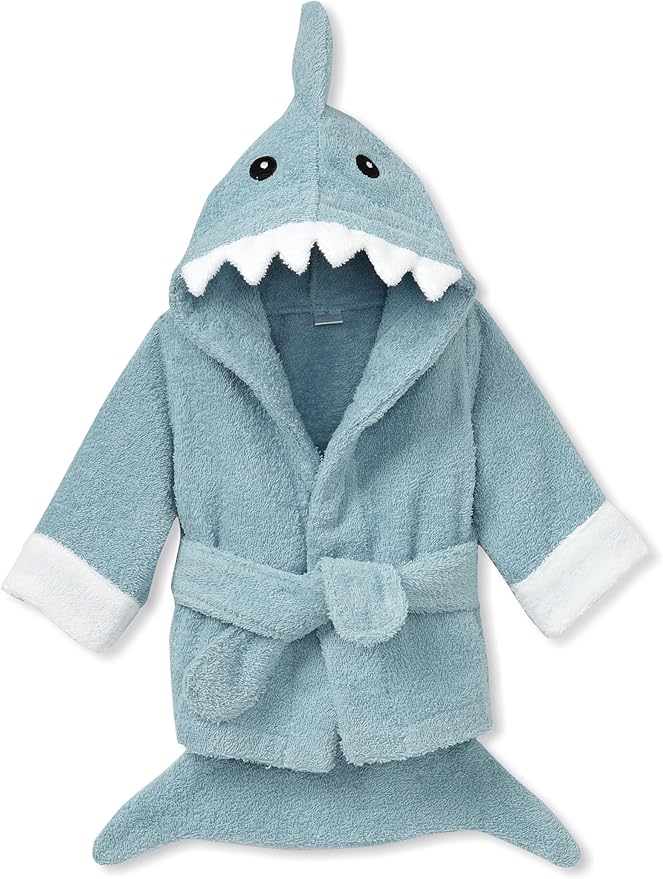 Baby Aspen Baby Shark Hooded Towel/Newborn Spa Bath Robe, Baby Beach Towel | Baby Bath Towel