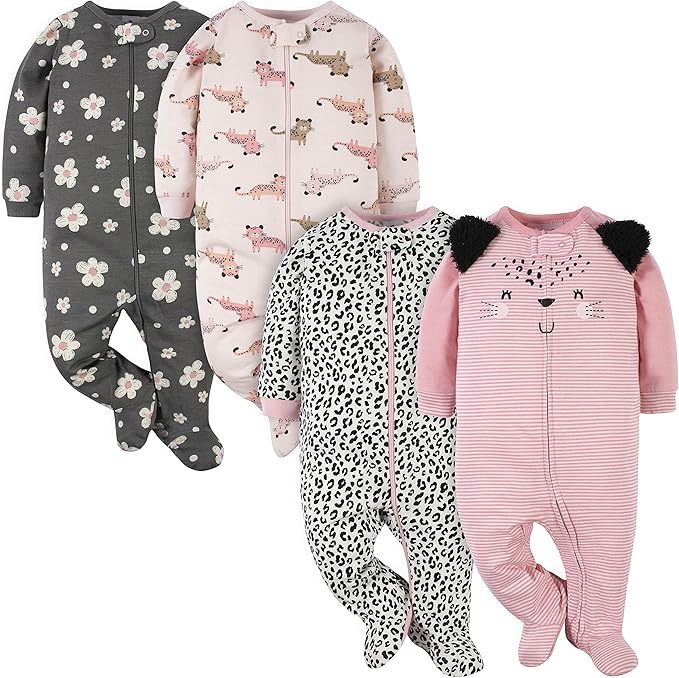 Gerber baby-girls 4 Pack Sleep 'N Play Footie
