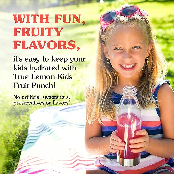 True Lemon, Fruit Punch Packets Low Sugar No Preservatives Kids Hydration Drink Mix, 1.38 Ounce (Pack of 4)