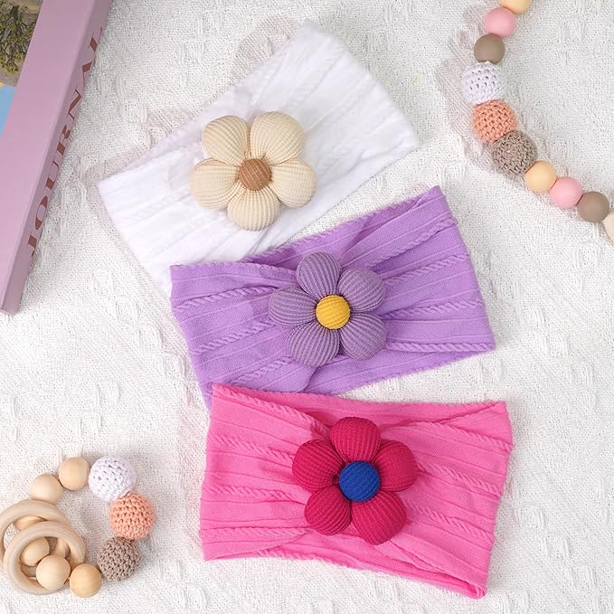 JOYOYO 10 Colors Baby Flower Headbands Baby Girls Nylon Headband Soft Hairbands Hair Accessories for Newborn Infant Toddler Kids