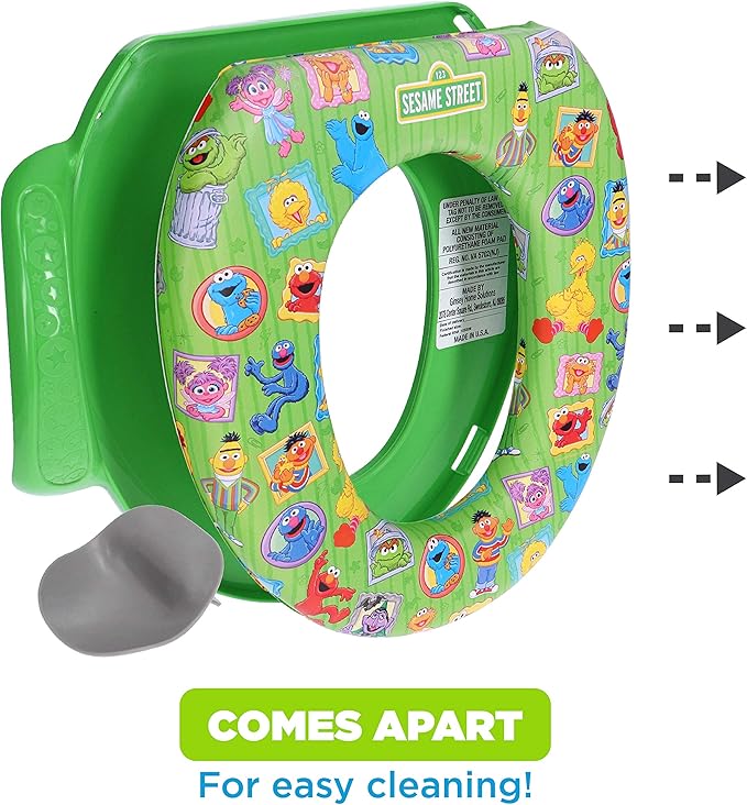 Sesame Street "Framed Friends" Soft Potty Seat and Potty Training Seat - Soft Cushion, Baby Potty Training, Safe, Easy to Clean