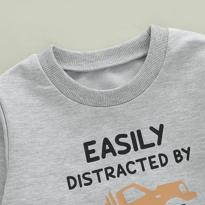 WZTYYDS Toddler Baby Boy Fall Clothes Letter Truck Long Sleeve Pullover Sweatshirt Tops Joggers Pants Set Winter Outfits