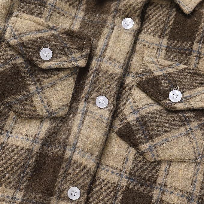 YOUNGER STAR Toddler Kids Boys Girls Flannel Hooded Plaid Shirt Button Baby Red Clothes