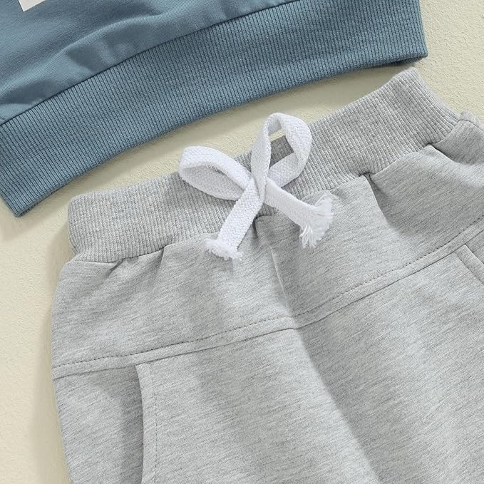Baby Boy Fall Clothes Set Long Sleeve Letter Print Sweatshirt Pants Toddler Infant Outfits 6 12 18 24 Months 2T