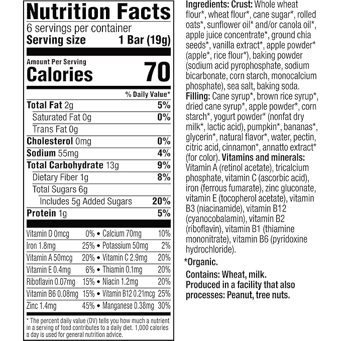 Plum Organics Mighty Snack Bars - Pumpkin and Banana - 0.67 oz Bars (Pack of 6) - Organic Fruit and Vegetable Toddler Food Snack Bars