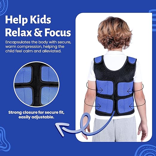 Sensory Compression Vest, Weighted vest, Calming Vest for Kids with ADHD, Weighted Jacket for Anxiety, Highly Adjustable, From Elementary to Highschool, Keeps safe and Secure Feeling For Your Child.