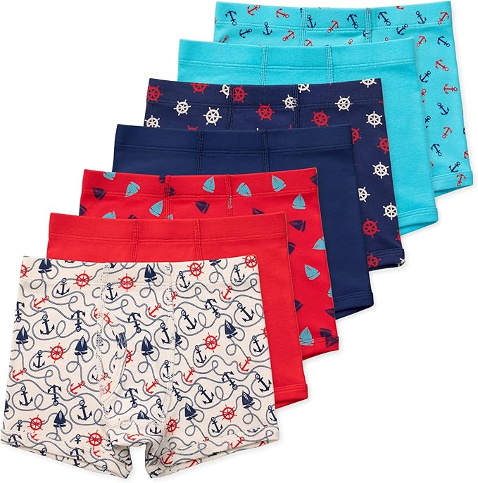 Lucky & Me Nolan Boys GOTS, Organic Cotton, Boxer Briefs, 7-Pack