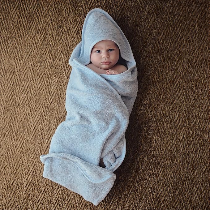Baby Hooded Towel – Organic Cotton Baby Bath Towels – Baby Towels, Baby Bath Towels for Baby Boy, Baby Girl, 32" x 32" Super-Soft and Absorbent Baby Towels for Newborn (Baby Blue)