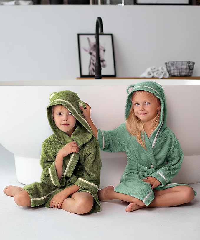 Premium Soft Toddler Bathrobe - Rayon from Bamboo Toddler Robe with Hood - Kids Boys & Girls Robe