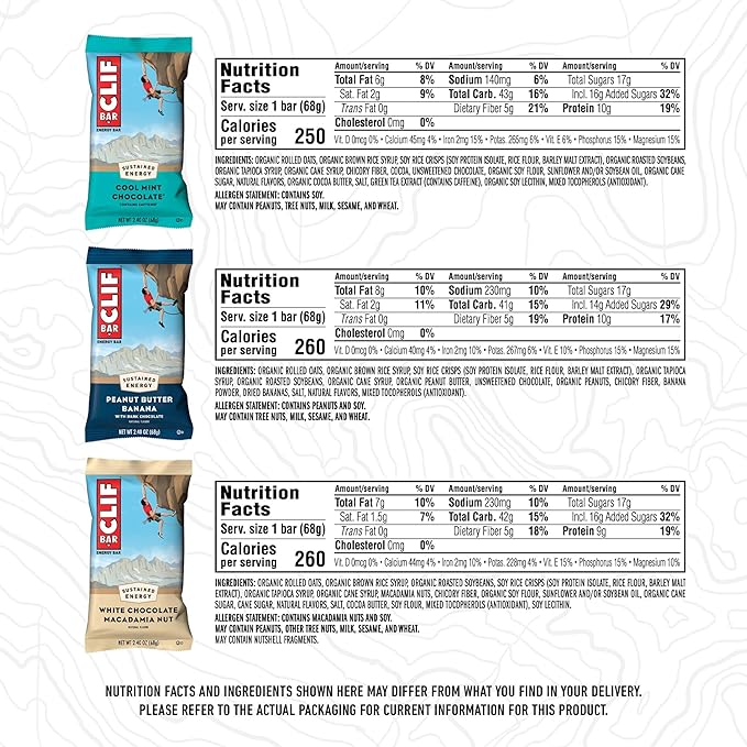 CLIF BAR - Energy Protein Bars - Variety Pack - 6 Flavors - Made with Organic Oats - Energy Bars - Non-GMO - (), 16 Count (Pack of 2)