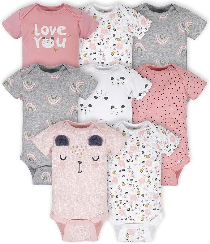 Gerber baby-girls 8-pack Short Sleeve Onesies Bodysuits