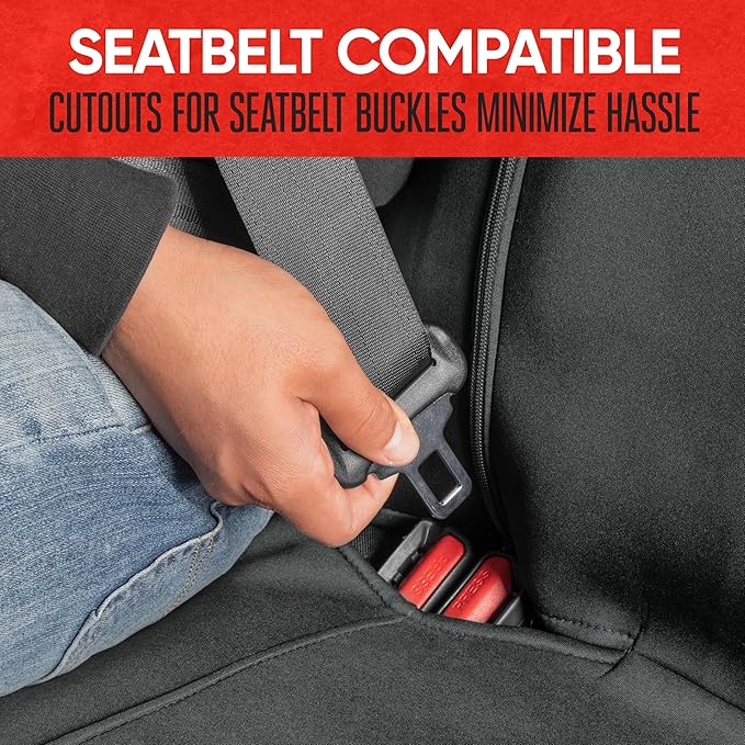 Motor Trend SpillGuard Waterproof Rear Bench Car Seat Cover, Black Stitching – Split Bench Rear Seat Protector with Neoprene Padding, Back Seat Cover for Kids & Dogs, Car Interior Covers