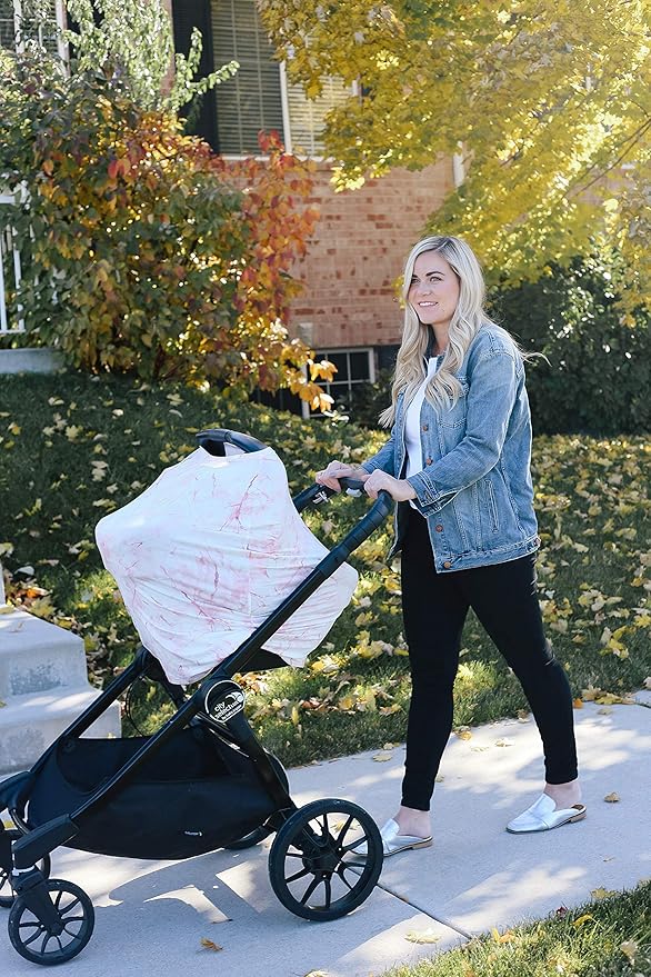 Copper Pearl Multi-Use Cover: Car Seat, Nursing, Stroller Cover - Stretchy Rayon Fabric, All-Season Use, Roxy