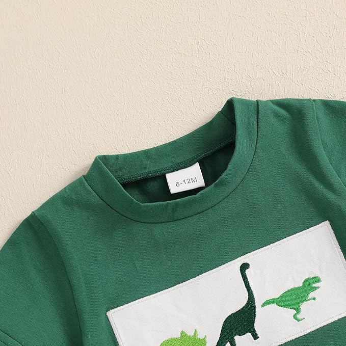 fhutpw Toddler Baby Boy Summer Clothes Tractor Letter Short Sleeve T-Shirt Tops Pockets Casual Shorts Set Infant Outfits