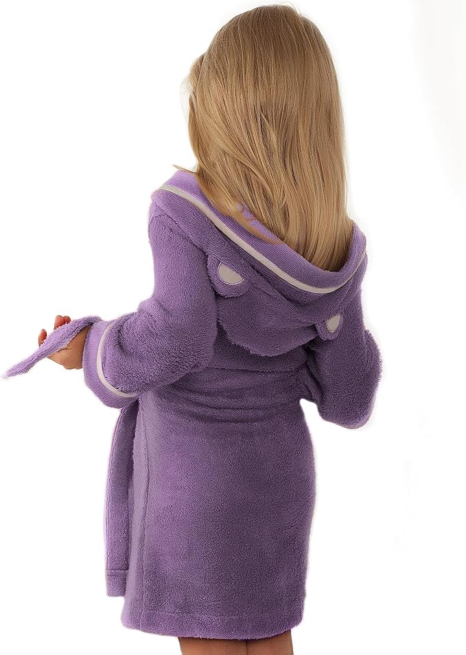 Premium Soft Toddler Bathrobe - Rayon from Bamboo Toddler Robe with Hood - Kids Boys & Girls Robe
