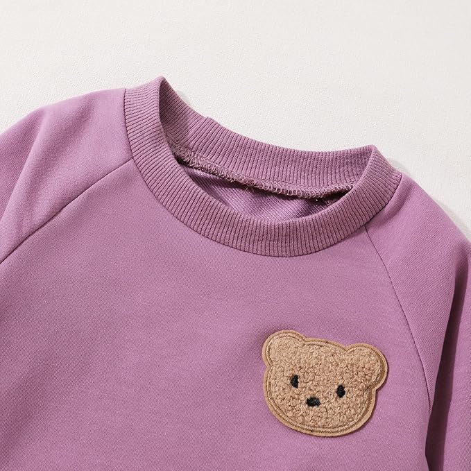 Fall Outfit for Toddler Boy Girl Long Sleeve Bear Sweatshirt Pant Sets Winter Pullover Clothes