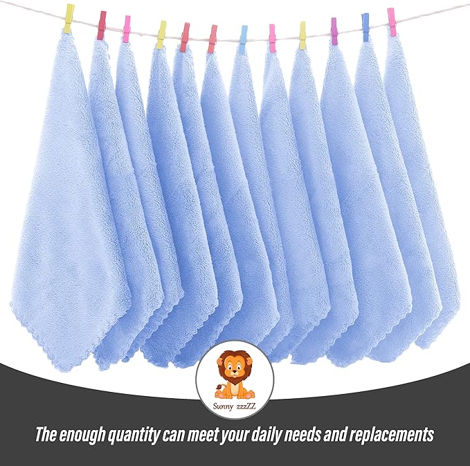 Sunny zzzZZ Ultra Soft 24 Pack Baby Washcloths - 10x10 Inches - Coral Fleece Extra Absorbent Wash Clothes for Babies, Infants and Toddlers - Sensitive Skin and Newborn - Ideal Baby - Sky Blue