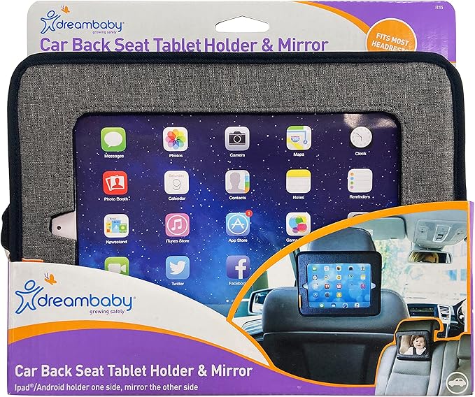 Dreambaby Reversible Car Back Seat Rear View Mirror - 2 in 1 Function - Tablet Holder & Safety Mirror - Grey - Model L1215