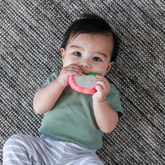 Infantino Lil' Nibbles Vibrating Apple Baby Teether, Sensory Exploration and Teething Relief with Soothing Vibrations and Textures