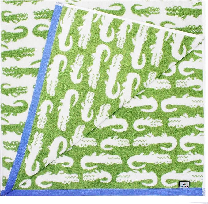 ORIGINAL KIDS 6 Piece Towel Set - Bath Time in A While Crocodile- 2 Bath Towels, 2 Hand Towels, 2 Washcloths - 100% Cotton Jacquard Soft Absorbent Pool Beach Towel Gift - Green Blue