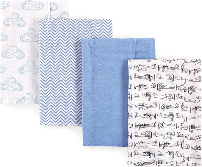Hudson Baby Cotton Poly Flannel Burp Cloths Multipack, Airplane 8-Pack, One Size