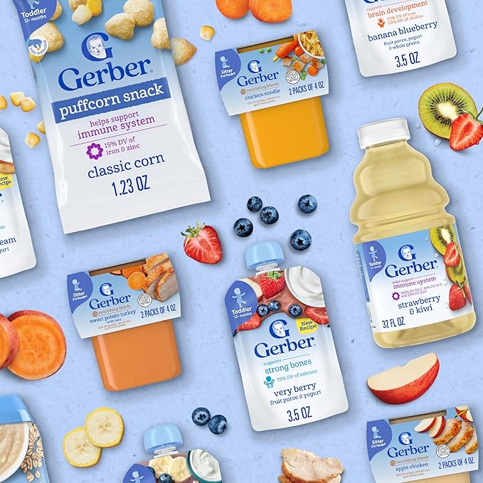 Gerber Stage 2 Baby Food, Baby Fruit And Cereal Tubs Variety Pack, Iron Helps Support Brain Development, No Artificial Flavors, Baby Cereal, 32-Pack